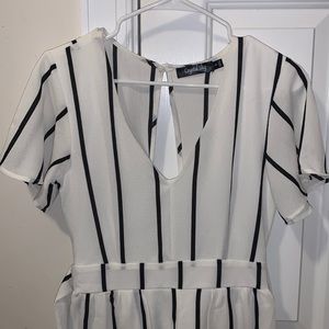 Crystal Sky striped high low romper